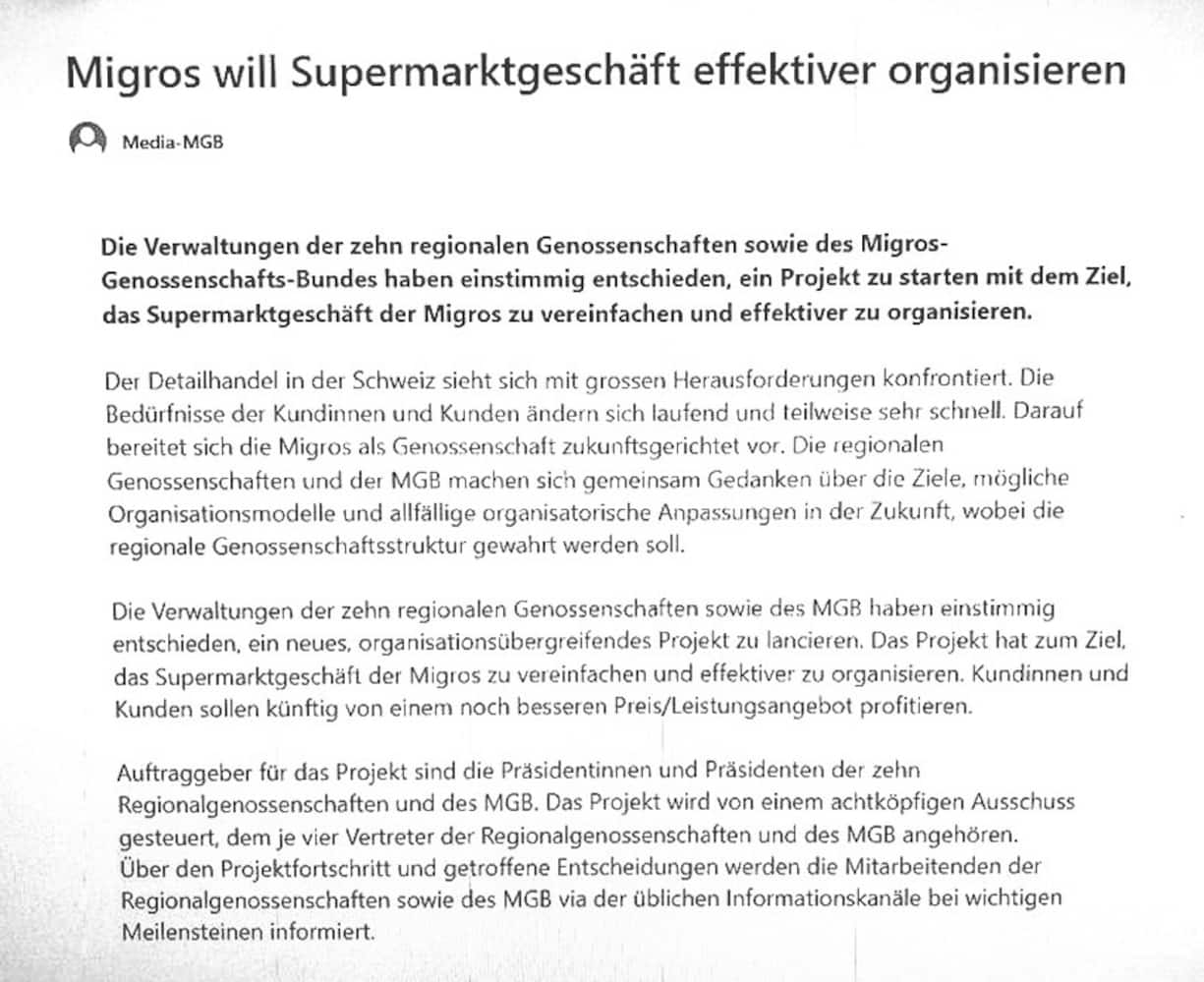 Intranet-Brief des MGB