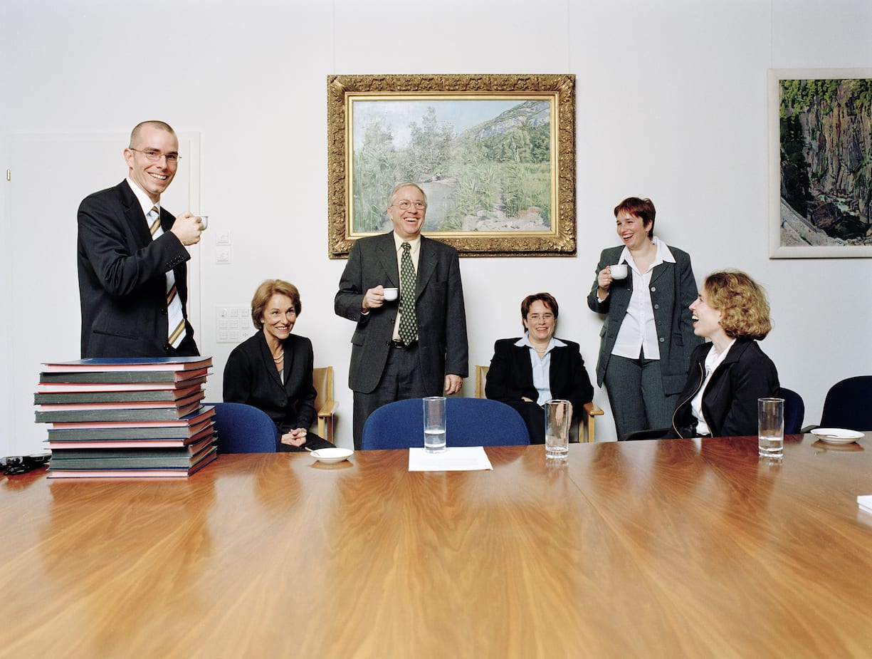  Familienfoto in Herrliberg von 2002: Markus, Silvia, Christoph, Magdalena, Rahel und Miriam Blocher (von links).