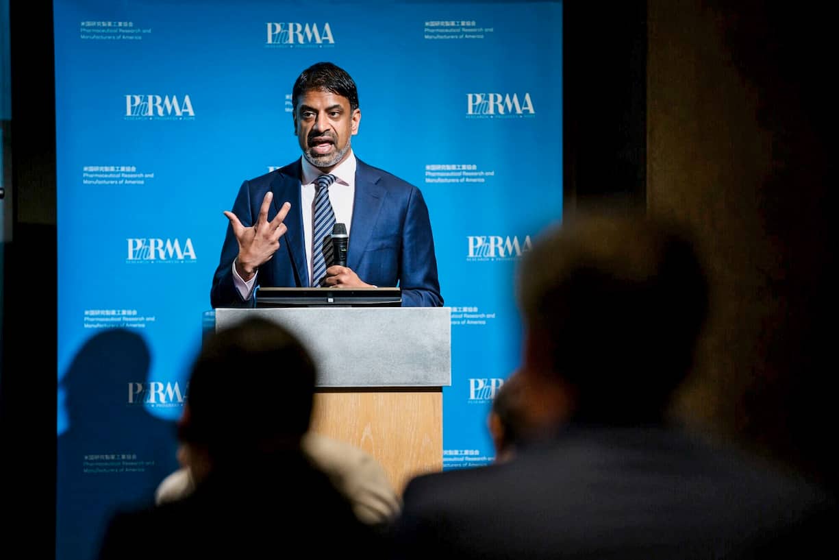 Vas Narasimhan, chief executive officer of Novartis AG, speaks during a news conference in Tokyo, Japan, on Thursday, Nov. 9, 2023. Novartis has been narrowing its focus on innovative medicines with the highest profit potential and the spinoff of itsÂ SandozÂ generics business is only the last in a series of steps in that direction. Photographer: Akio Kon/Bloomberg