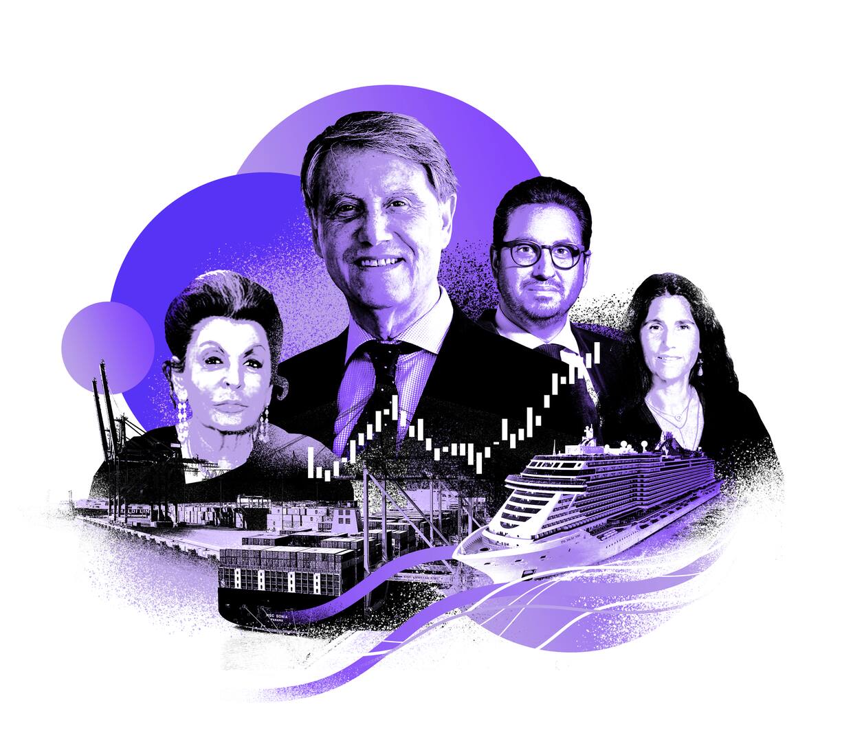 850 Schiffe und über 200 000 Mitarbeitende in 675 Büros: Rafaela und Gianluigi Aponte mit ihren Kindern Diego und Alexa (v.l.).