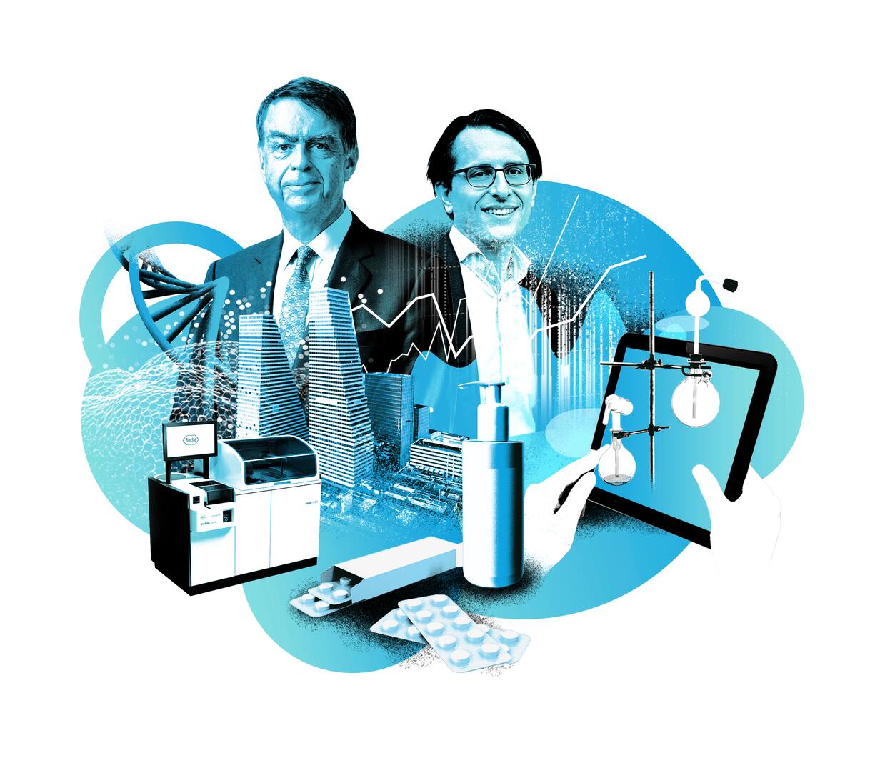 Beschreiten bei Roche unter CEO Thomas Schinecker neue Wege: André Hoffmann (l.) und Jörg Duschmalé.