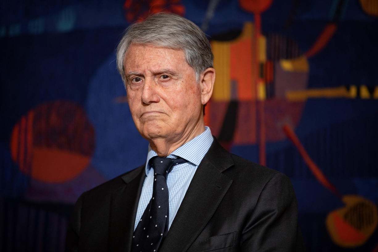 Gianluigi Aponte, founder of Mediterranean Shipping Company (MSC), looks on during the signing of contracts for the building of cruising boats, between the Chantiers de l'Atlantique shipyards and the Mediterranean Shipping Company (MSC), at the Matignon Palace, on January 20, 2020. (Photo by Thomas SAMSON / AFP) (Photo by THOMAS SAMSON/AFP via Getty Images)