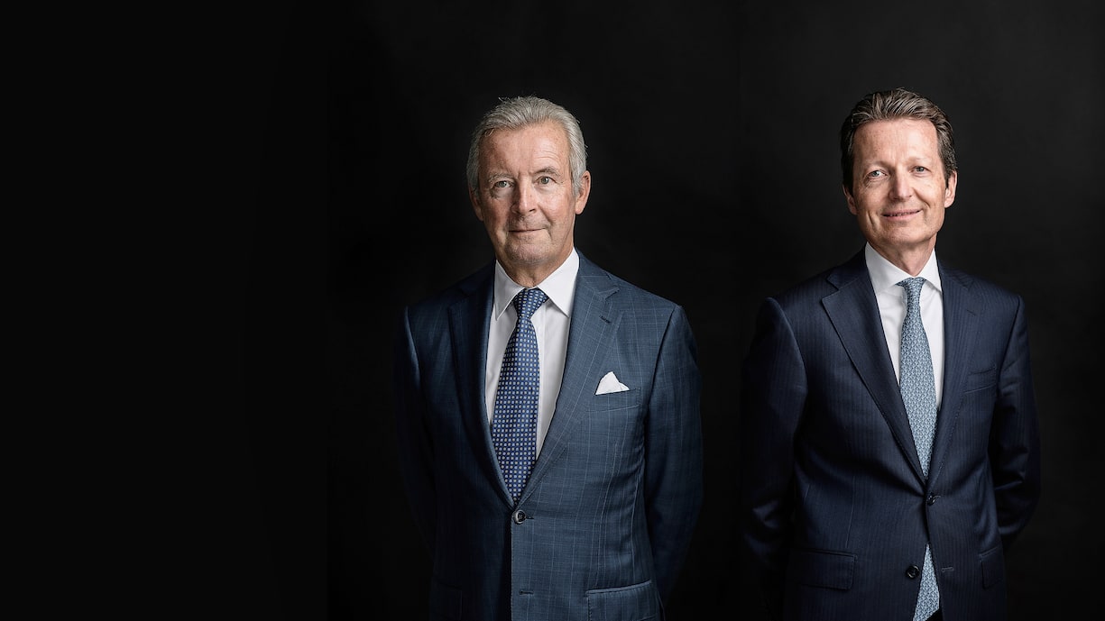 Nicolas Pictet (62, l.) tritt als Senior Partner ab, Renaud de Planta (55) folgt
