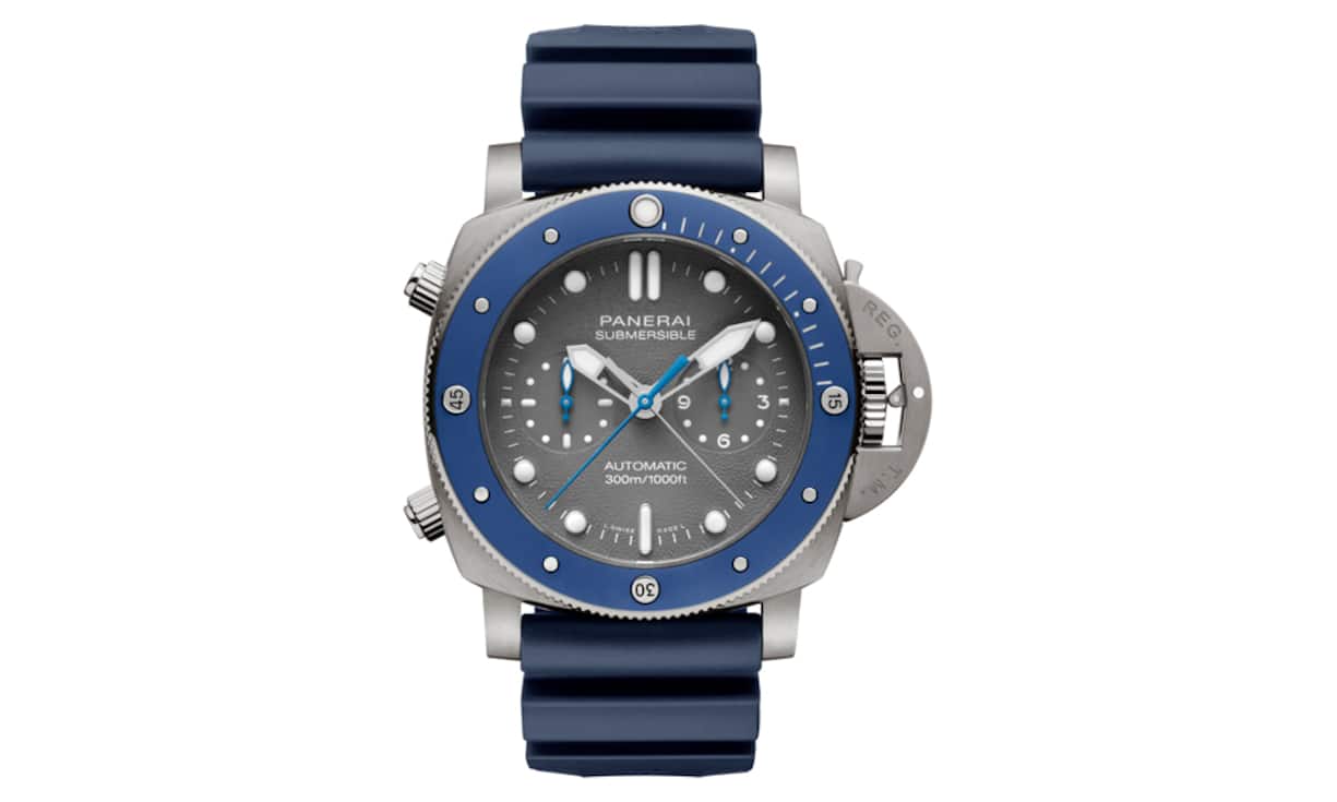 Panerai Submersible Chrono Guillaume Néry (r.), aus Titan mit Kaliber P.9100. 19 100 Fr.