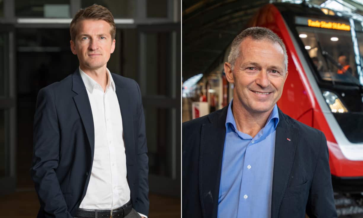 Pierre Miramont (l.) ist bei Bombardier Projektleiter für den Schweizer Doppelstöcker. Sein SBB-Pendant ist Marcel Zumsteg.