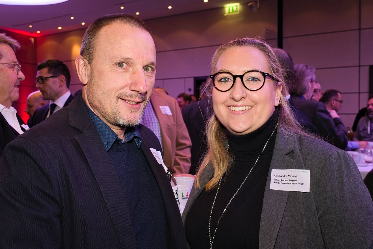 Robert Furger, Clear Channel Schweiz AG;Aleksandra Mirkovic, Senior Sales Manager MICE, Hilton Zurich Airport Hotel