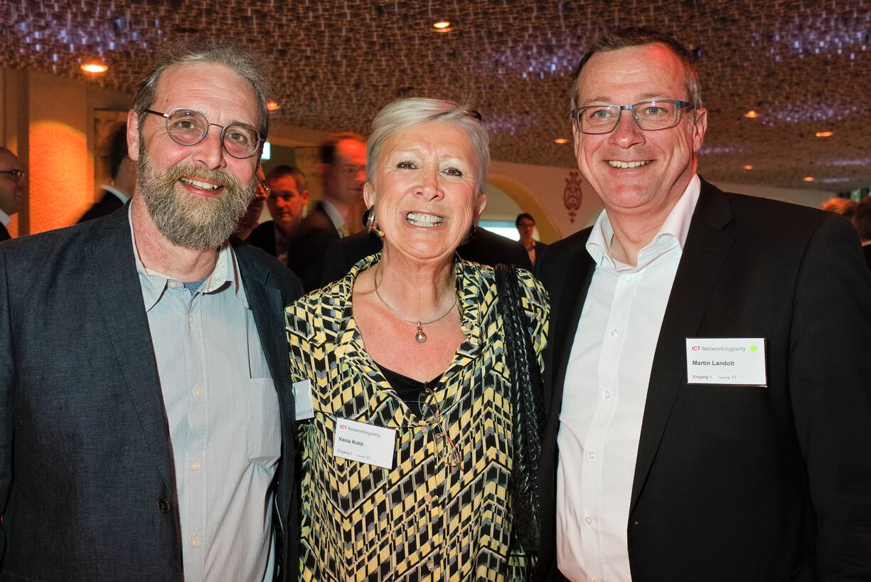 Rolf Schaub, Geschäftsführer,ICT Scouts/Campus;Vania Kohli, Gastgeberin;Martin Landolt, Nationalrat