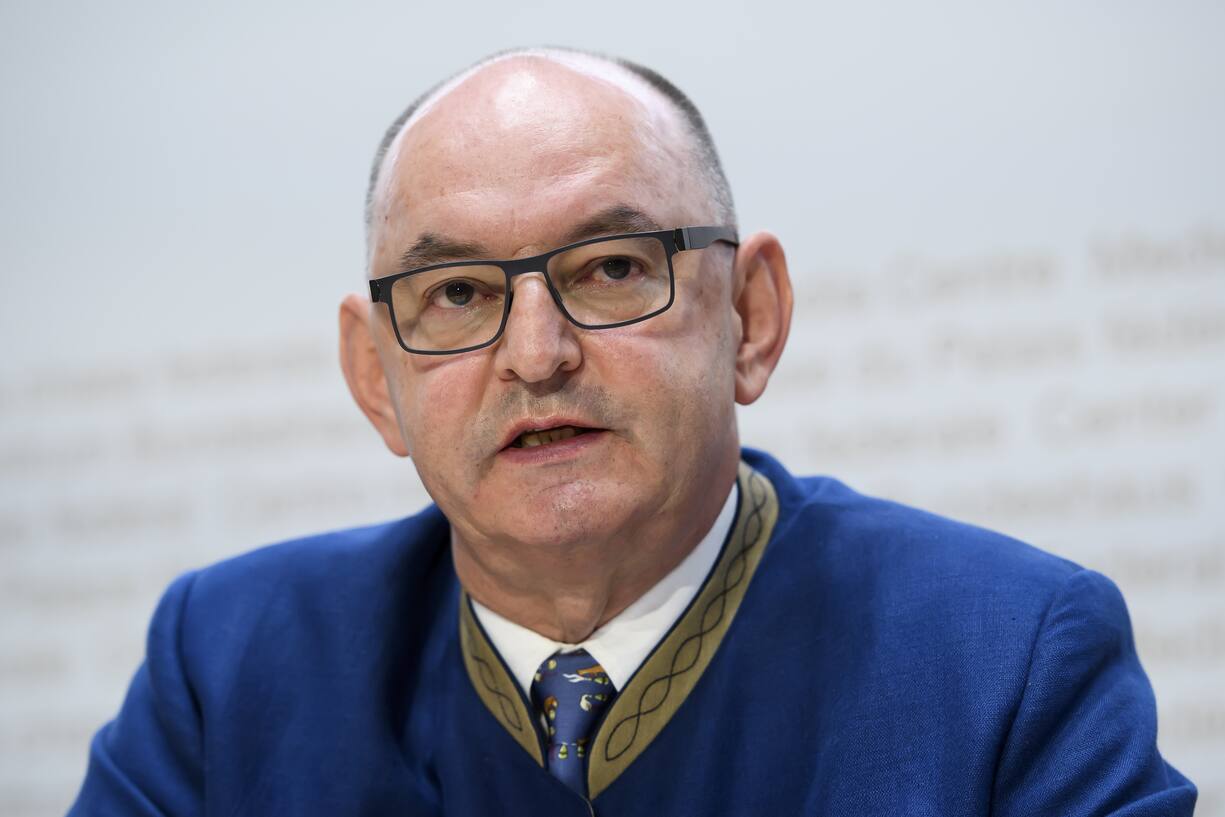 Rudolf Staempfli, Verwaltungsratspraesident der BLS spricht an einer Medienkonferenz ueber die Fernverkehrskonzession. Die SBB und die BLS einigten sich auf eine einvernehmliche Loesung, am Donnerstag, 22. August 2019, im Medienzentrum Bundeshaus in Bern. (KEYSTONE/Anthony Anex)