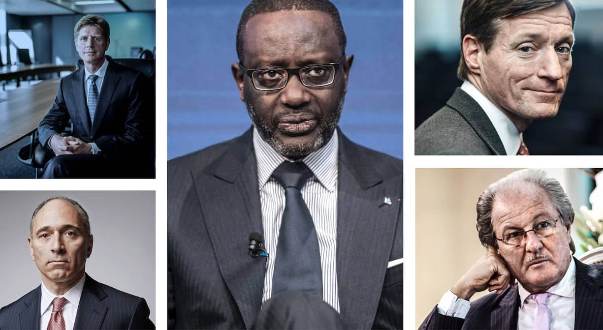 In der Schweiz wenig integiert: Joseph Hogan (ex ABB), Joe Jimenez (ex Novartis), Tidjane Thiam, Brady Dougan (beide ex Credit Suisse), Wolfgang Reitzle (ex Lafarge-Holcim) (von links oben).
