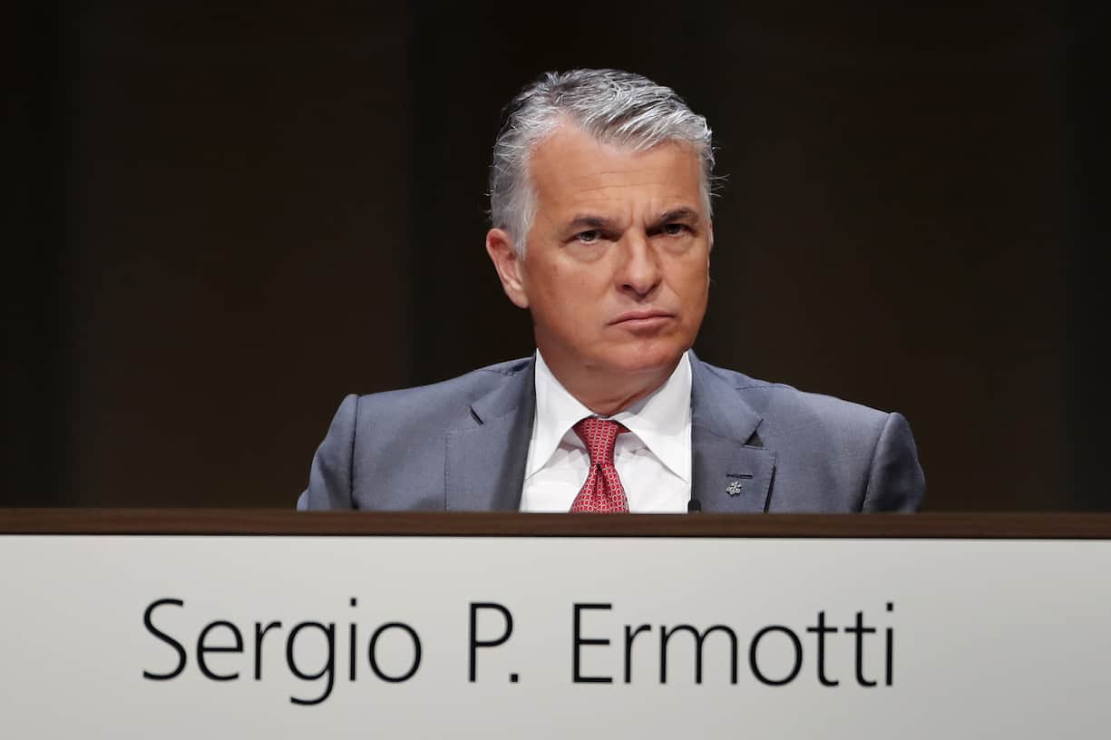 Sergio Ermotti, chief executive officer of UBS Group AG, looks on during the bank's annual general meeting in Basel, Switzerland, on Thursday, May 2, 2019. UBS said earlier this year that it would slow hiring and deepen cost cuts during one of the worst first quarters in recent history, which forced the bank to cut an additional $300 million in costs. Photographer: Stefan Wermuth/Bloomberg via Getty Images