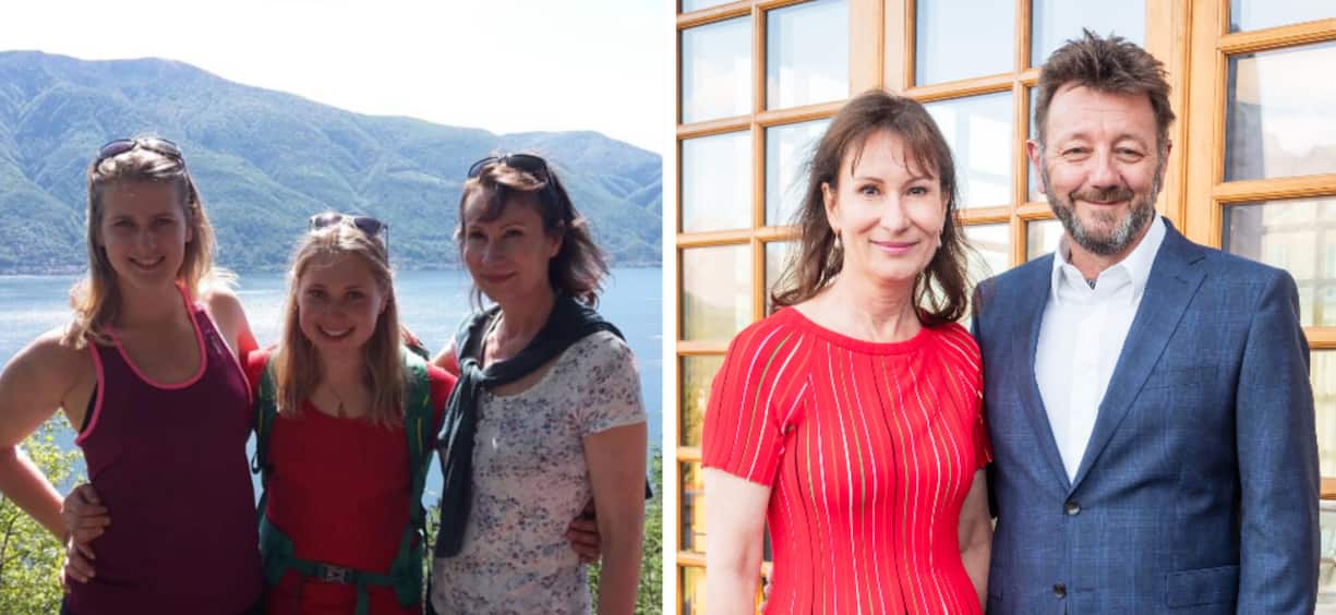 Suzanne Thoma mit ihren Töchtern und Suzanne Thoma mit Gian Töny