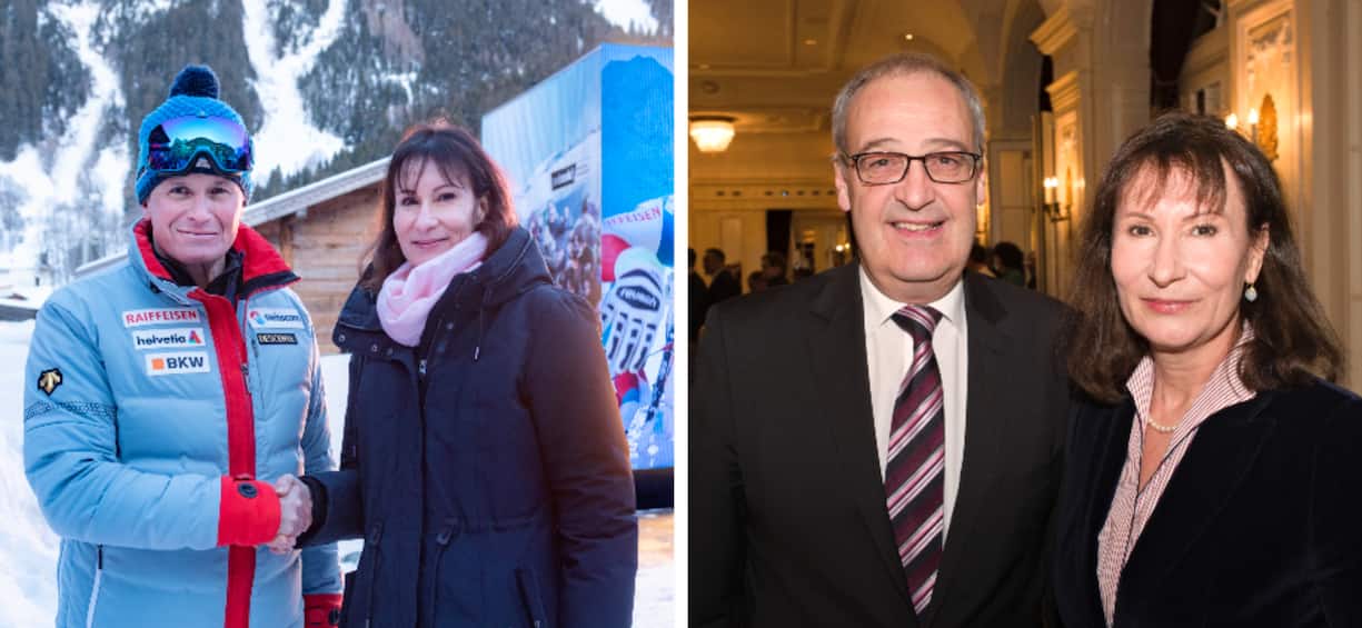 Suzanne Thoma mit Urs Lehmann und Suzanne Thoma mit Guy Parmelin