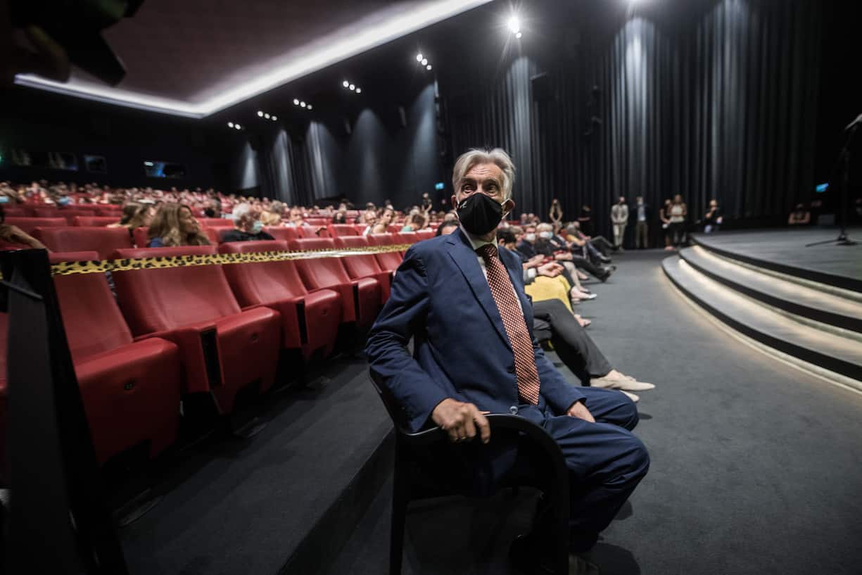 Marco Solari, Festival President, at the opening of the special edition of the Locarno Film Festival, "For the Future of Films", in Locarno, Switzerland, Wednesday, August 5, 2020. Due to the security measures inflictet because of the global coronavirus disease (COVID-19) pandemic, this years edition of the festival will mainly be presented online, with some occasional events and screenings in Locarno. The Festival runs from 7 to 15 August 2020.(KEYSTONE/TI-PRESS/Samuel Golay)
