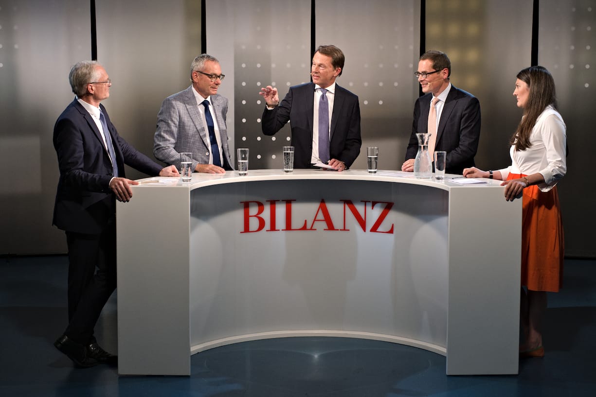 Thomas Minder, Ständerat;Ruedi Noser, Ständerat, FDP;Dirk Schütz, Chefredaktor BILANZ;Roger Köppel, Nationalrat, SVP;Tiana Angelina Moser, Nationalrätin, GLP