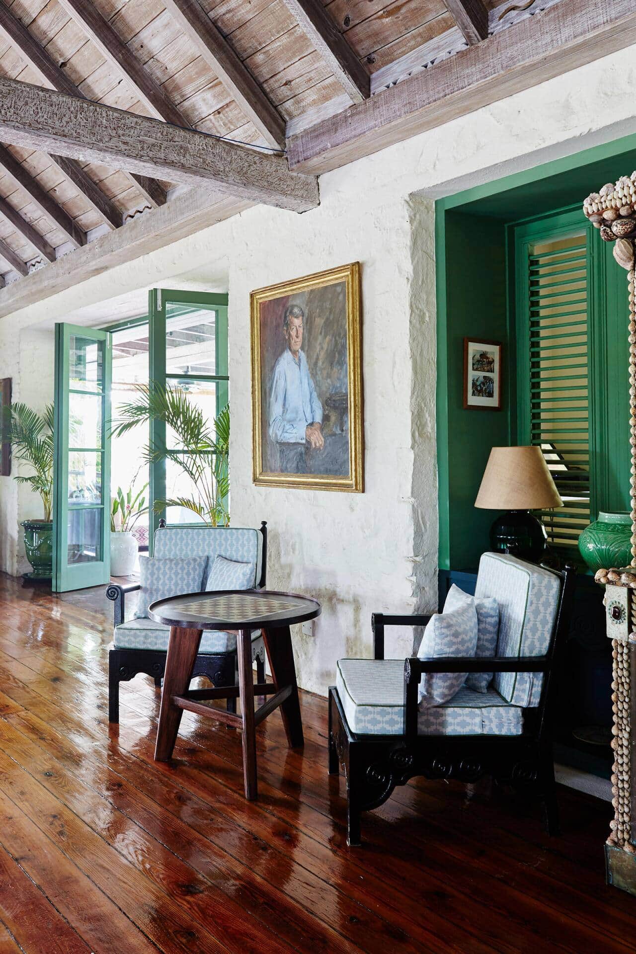 Great Room Bar: Das Klubhaus mit Cocktailbar im Cotton House, dem einzigen Hotel der Insel, designt vom britischen Architekten Oliver Messel.