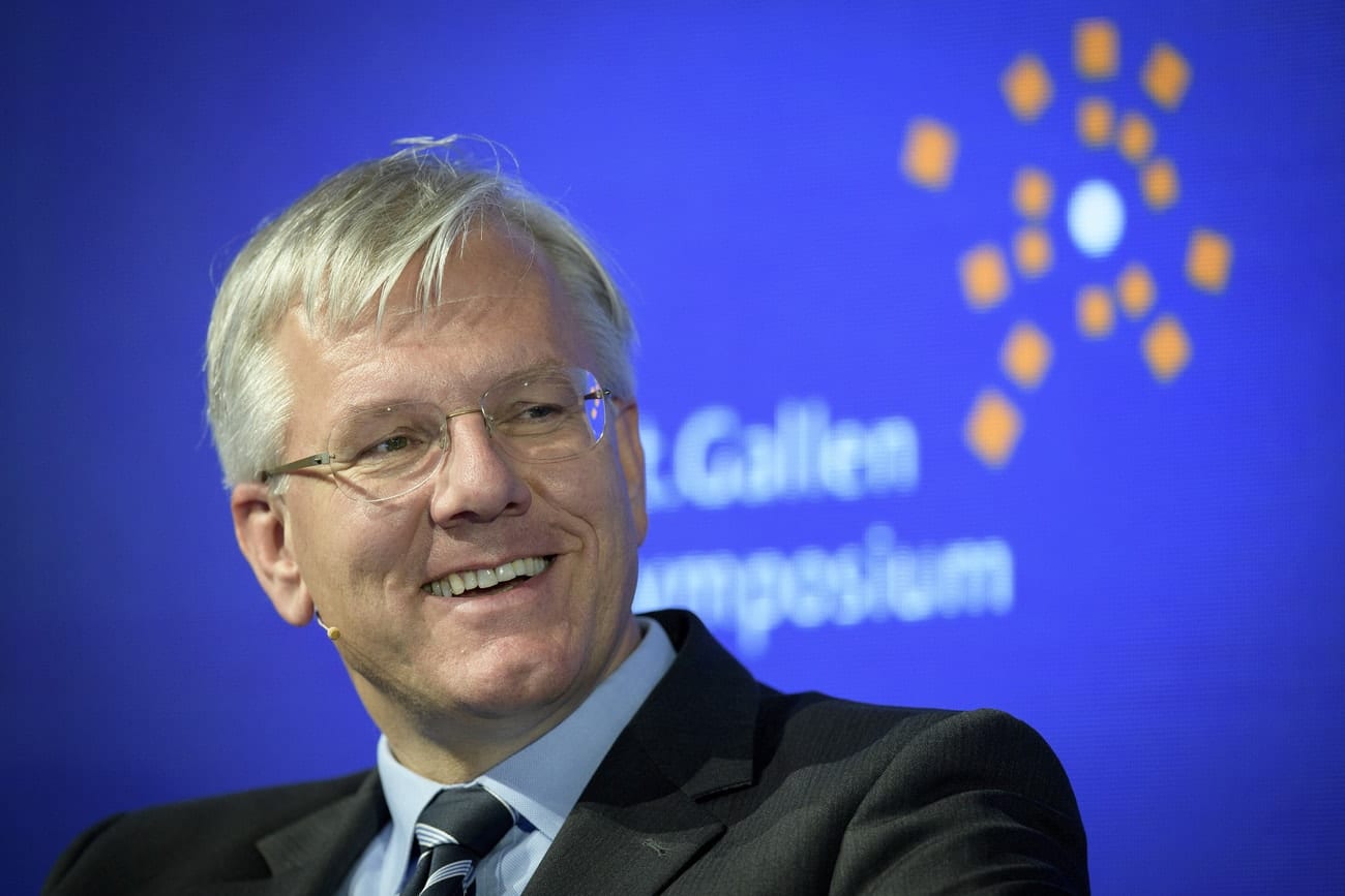 Christoph Franz, Chairman of Hofmann-La Roche Ltd, is pictured during the St. Gallen Symposium, a platform for dialogue on key issues in management, the entrepreneurial environment and the interfaces between business, politics and civil society, at the university of St. Gallen, Switzerland, on Thursday, May 4, 2017. (KEYSTONE/Gian Ehrenzeller)