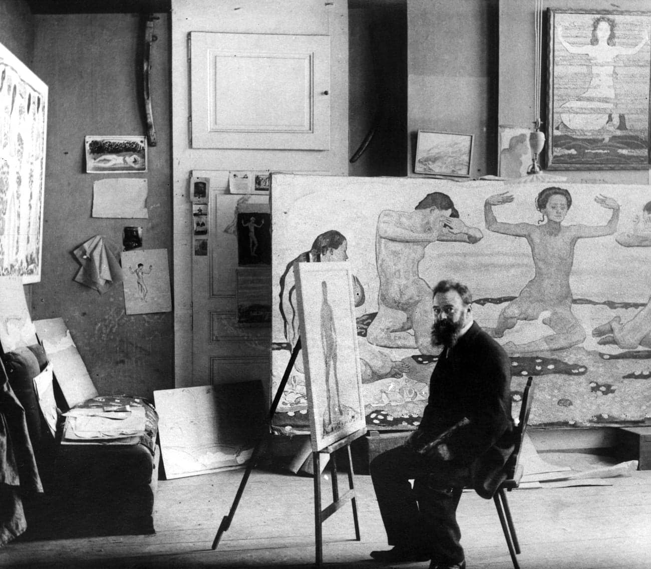 Ferdinand Hodler in seinem Genfer Atelier 1903