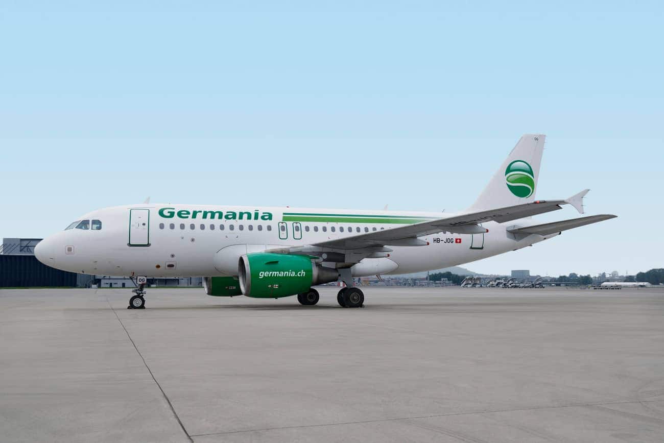 Airbus A319 der Schweizer Fluggesellschaft Germania Flug AG am Flughafen Zuerich. (PPR/Germania Flug AG/Gerry Ebner)