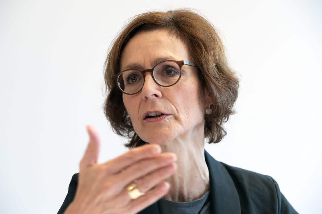 Monika Ruehl, Vorsitzende der Geschaeftsleitung economiesuisse, spricht waehrend der Jahresmedienkonferenz von economiesuisse, am Donnerstag, 31. Januar 2019 in Bern. (KEYSTONE/Anthony Anex)