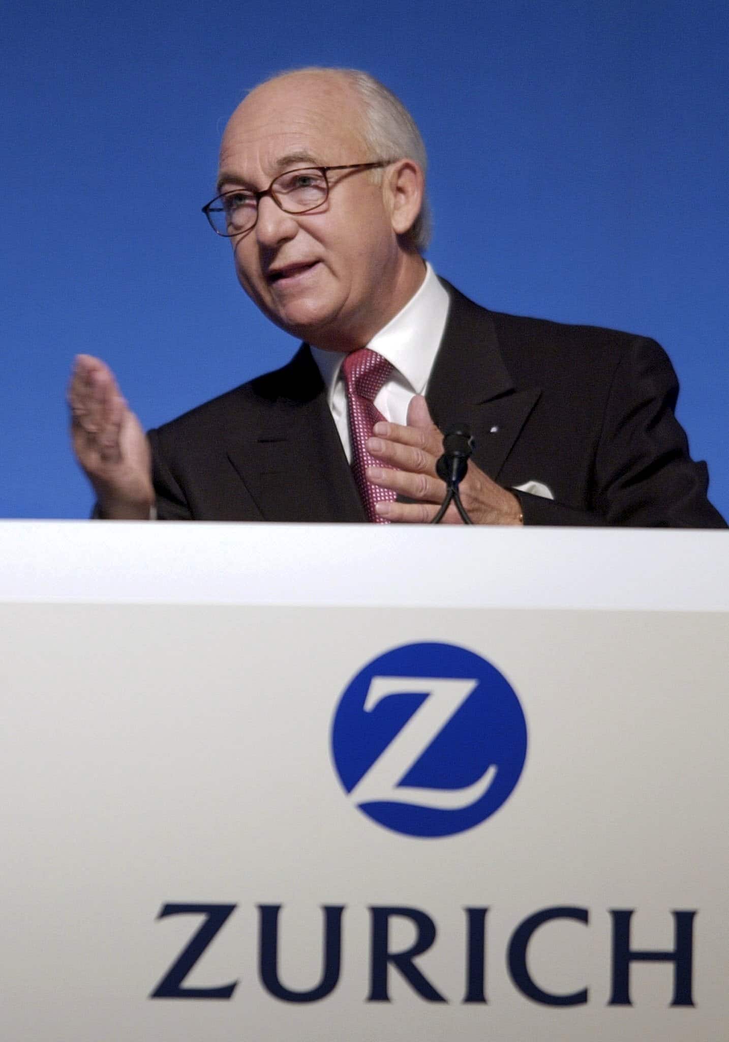 Rolf Hüppi, Chairman of the Board of Swiss financial company Zurich Financial Services, talks during the general meeting on Thursday, May 16, 2002 in Zurich, Switzerland. He will retreat after the meeting. (KEYSTONE/Gaetan Bally)