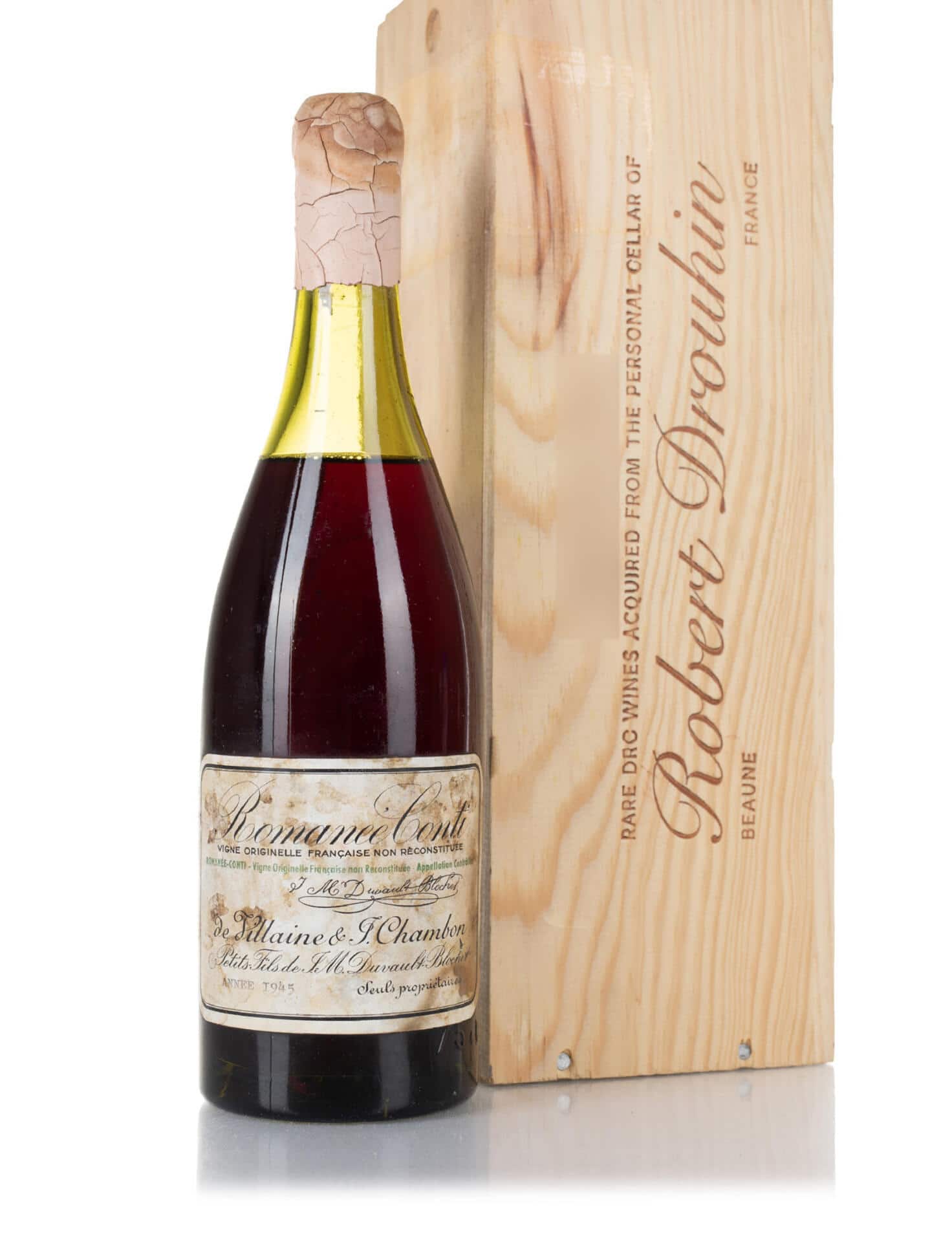 Die wertvolle Flasche stammt aus dem Privatkeller von Robert Drouhin, der bis 2003 das Maison Joseph Drouhin in Beaune leitete.