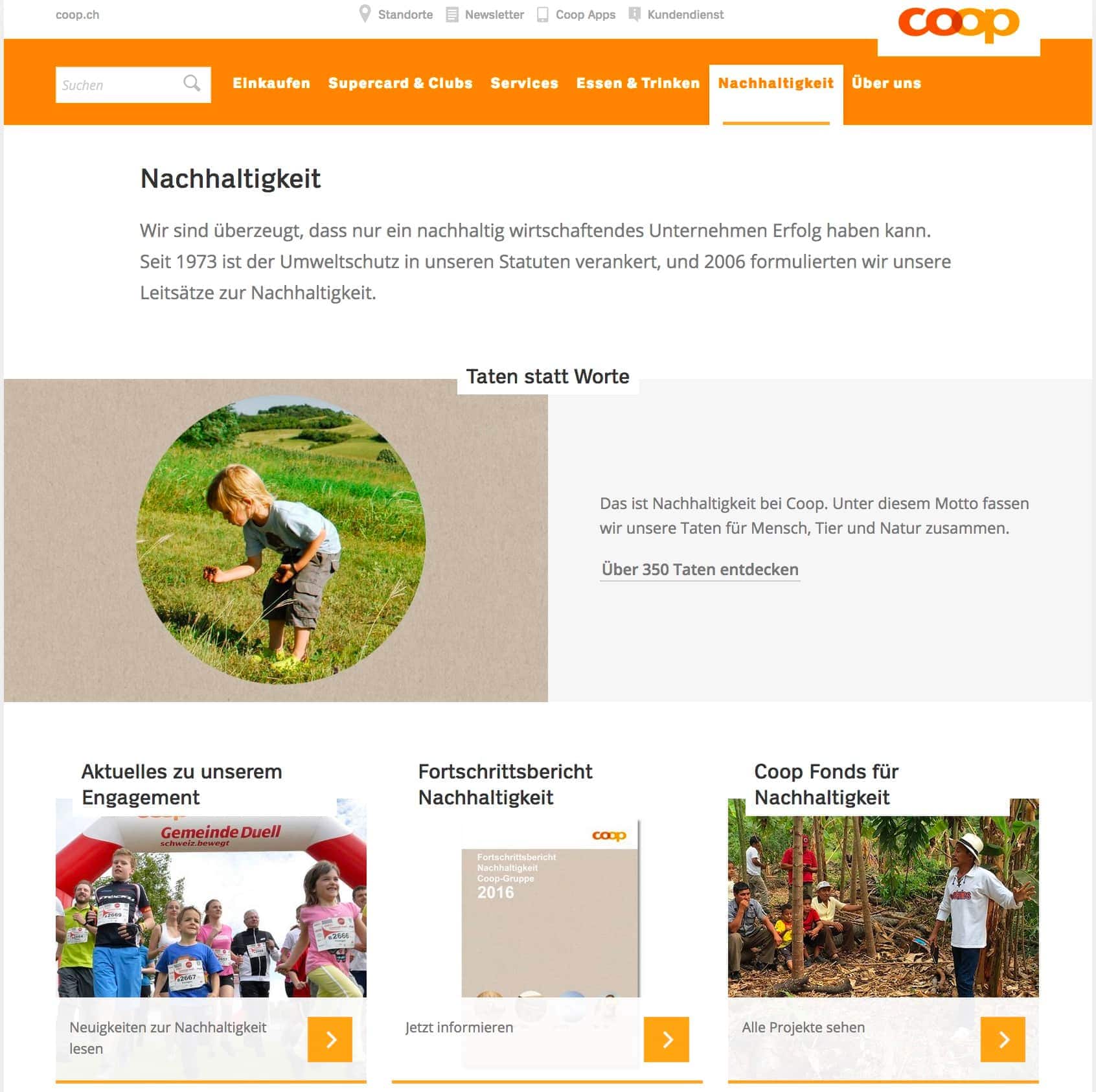 Webseite von Coop