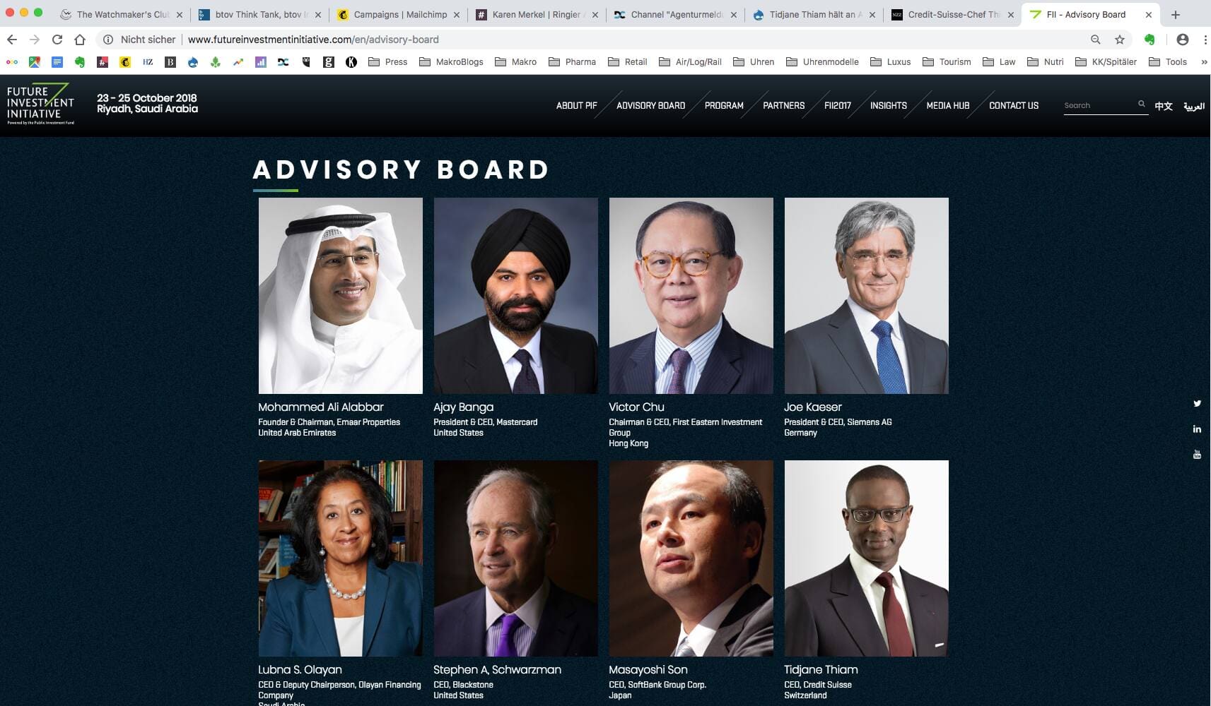 Screenshot von der FII-Webseite.