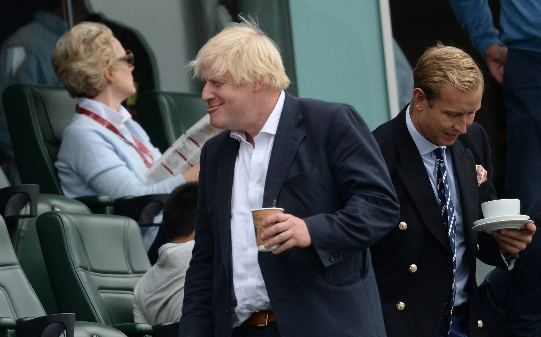 LONDON, ENGLAND - SEPTEMBER 8 : Boris Johnson returns to his seat at the cricket pulling a face during the fifth Specsavers Test Match between England and India at The Kia Oval on September 8, 2018 in London, England. (Photo by Philip Brown/Getty Images)