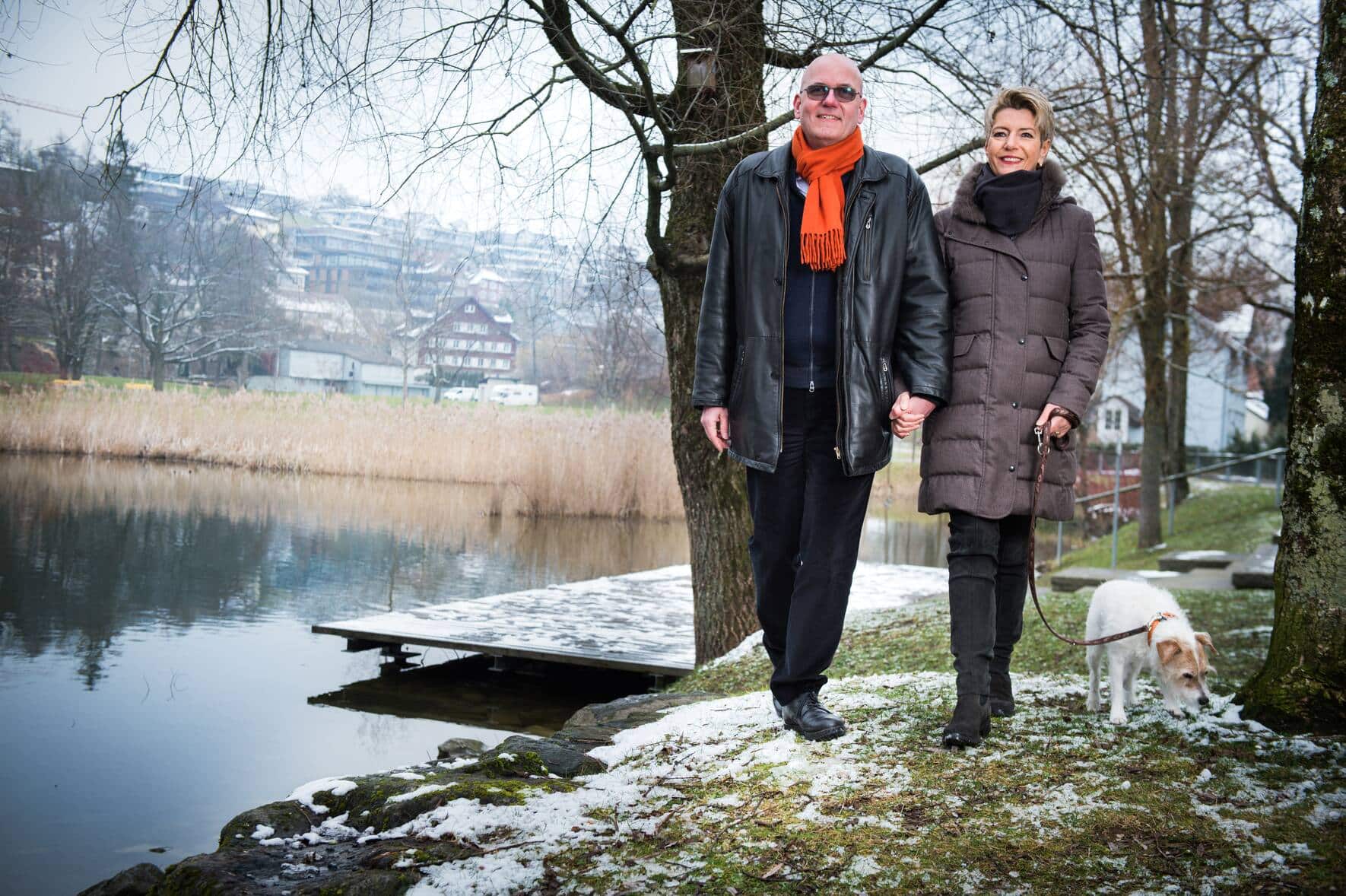 mit Ehemann Morten Keller und Hund Picasso