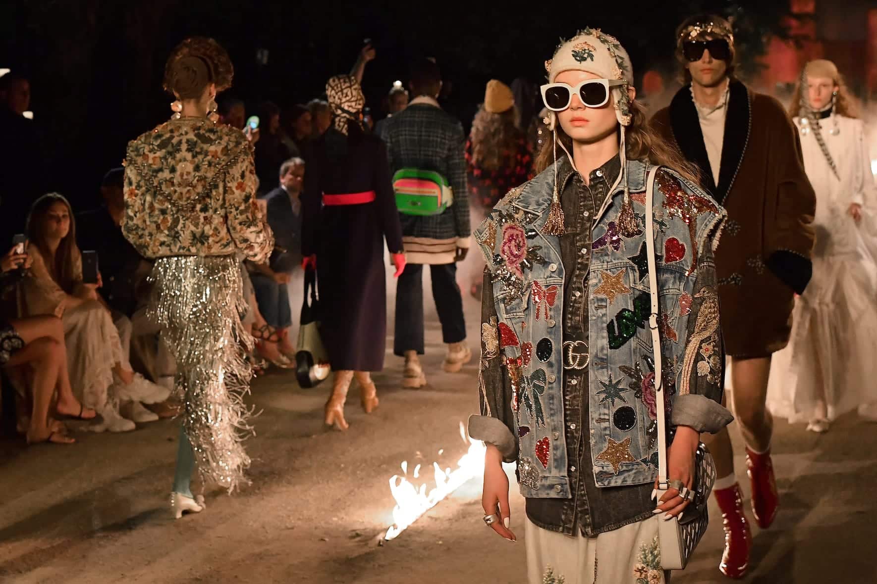 ARLES, FRANCE - MAY 30:  A model walks the runway at the Gucci Cruise 2019 show at Alyscamps on May 30, 2018 in Arles, France.  (Photo by Jacopo Raule/Getty Images  )