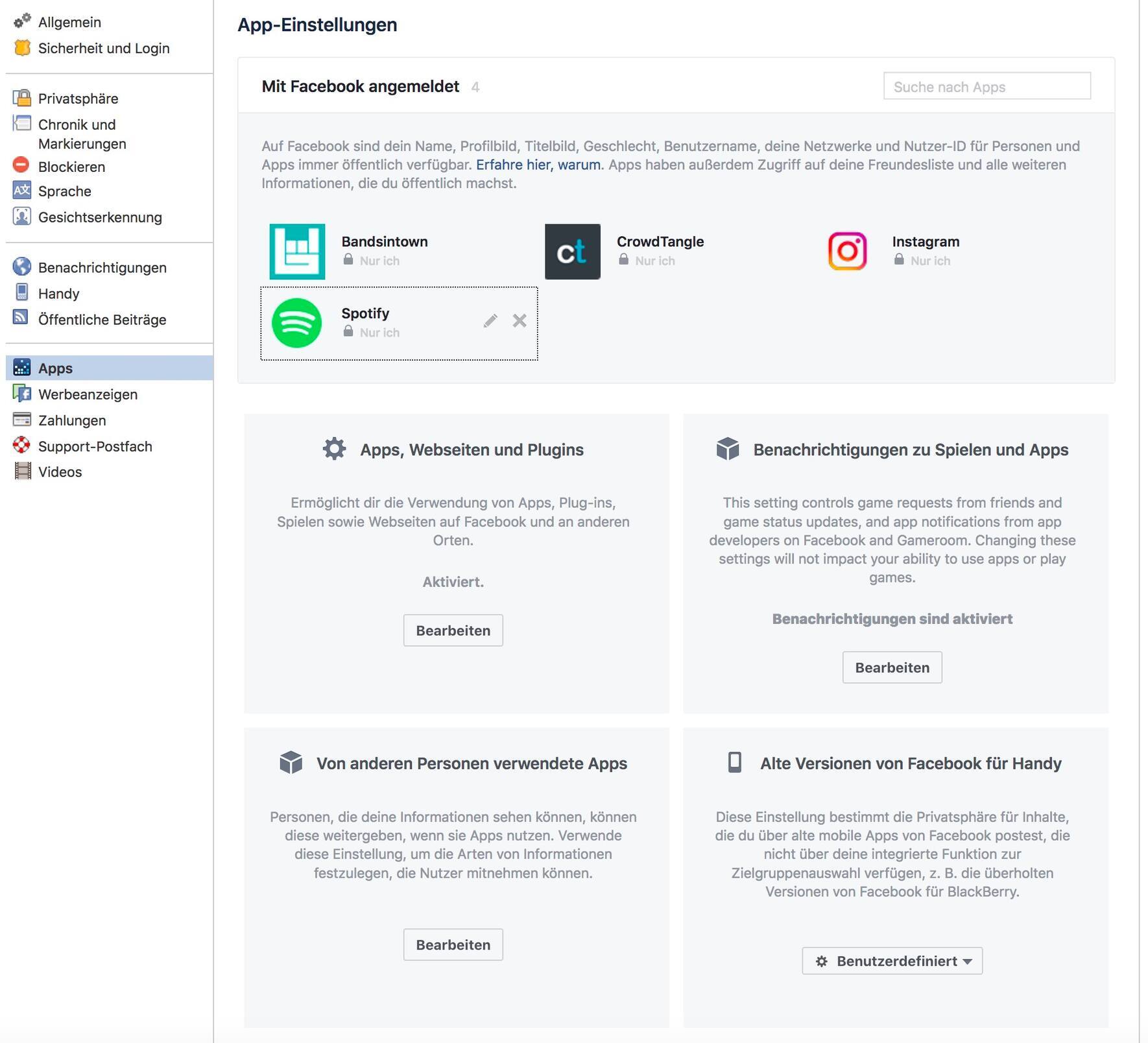 Facebook Einstellungen