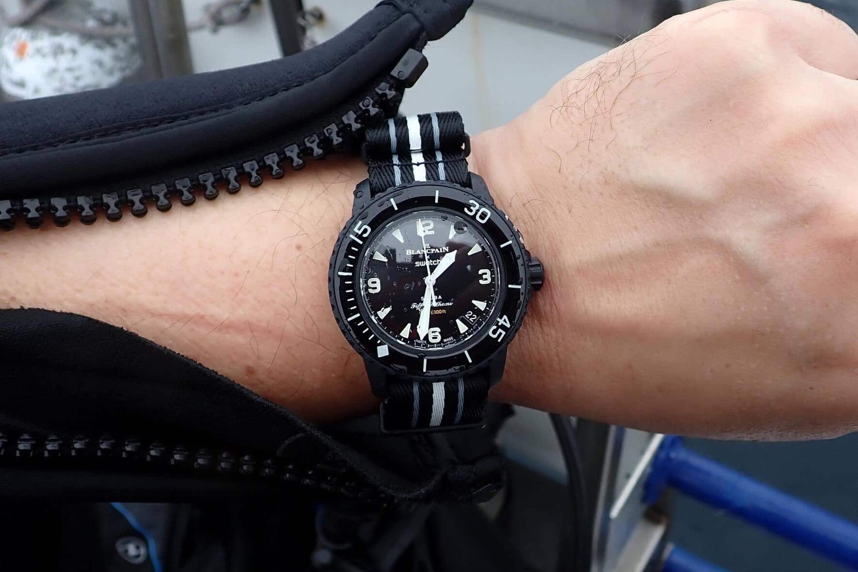 Die Scuba Fifty Fathoms kommt in denselben Dimensionen (42,3 mm) wie das historische Vorbild aus den 1950er Jahren.