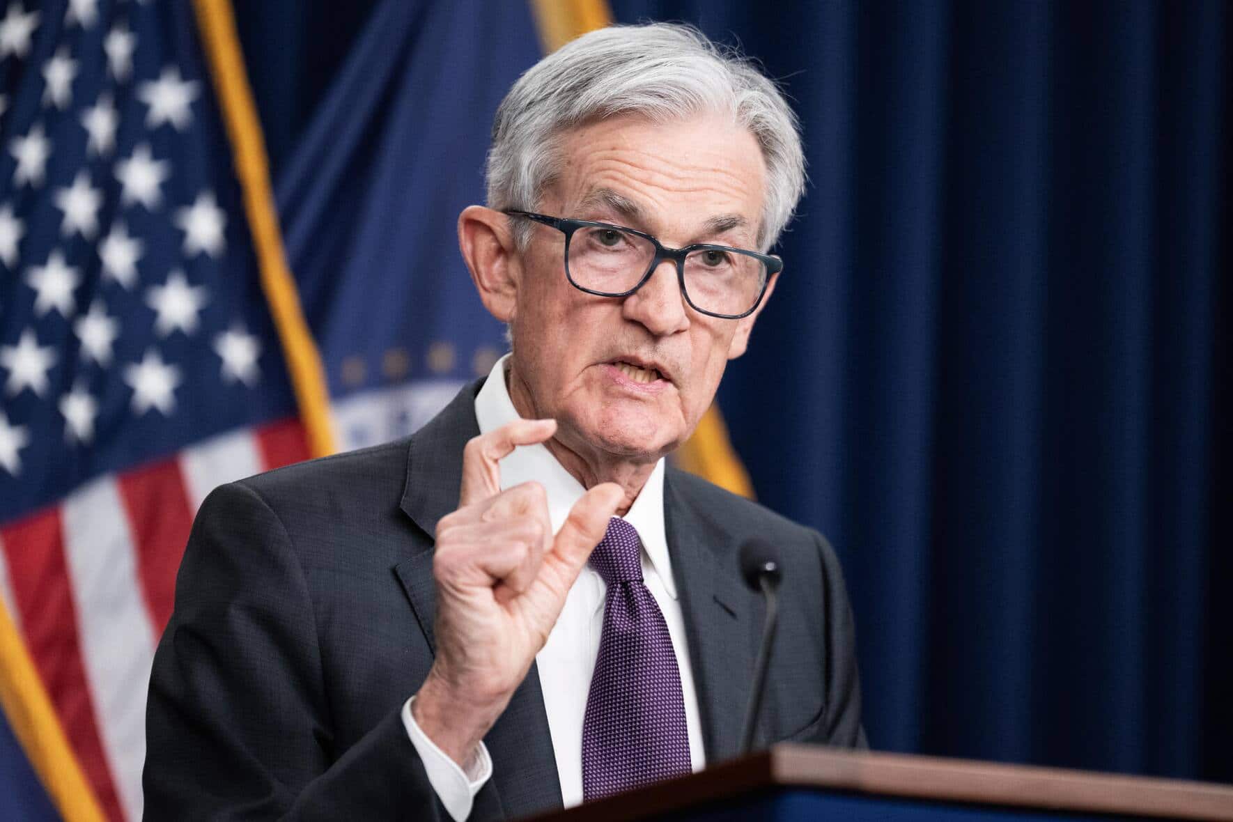 Fed-Chef Jerome Powell könnte mit Rettungskäufen korrigierend einspringen.