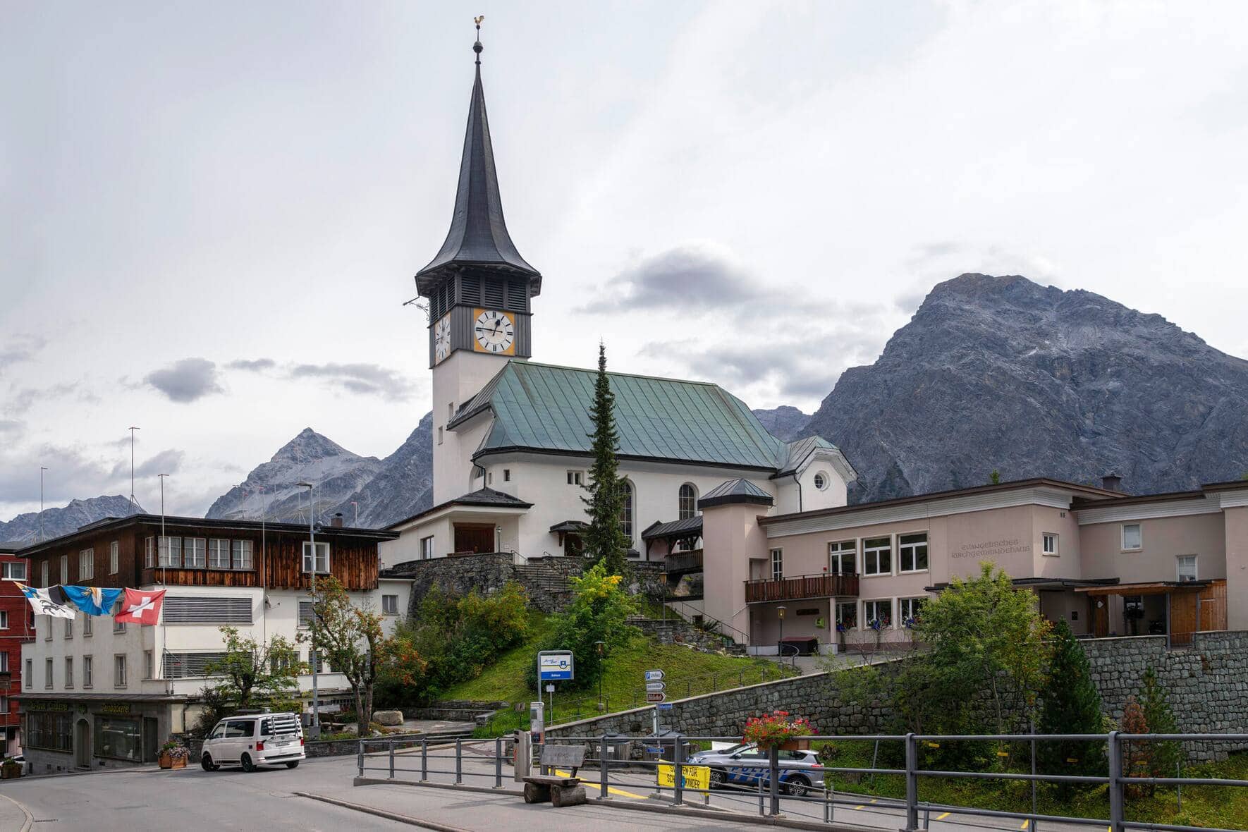 Evangelische Dorfkirche, Arosa, Graubünden, Schweiz,