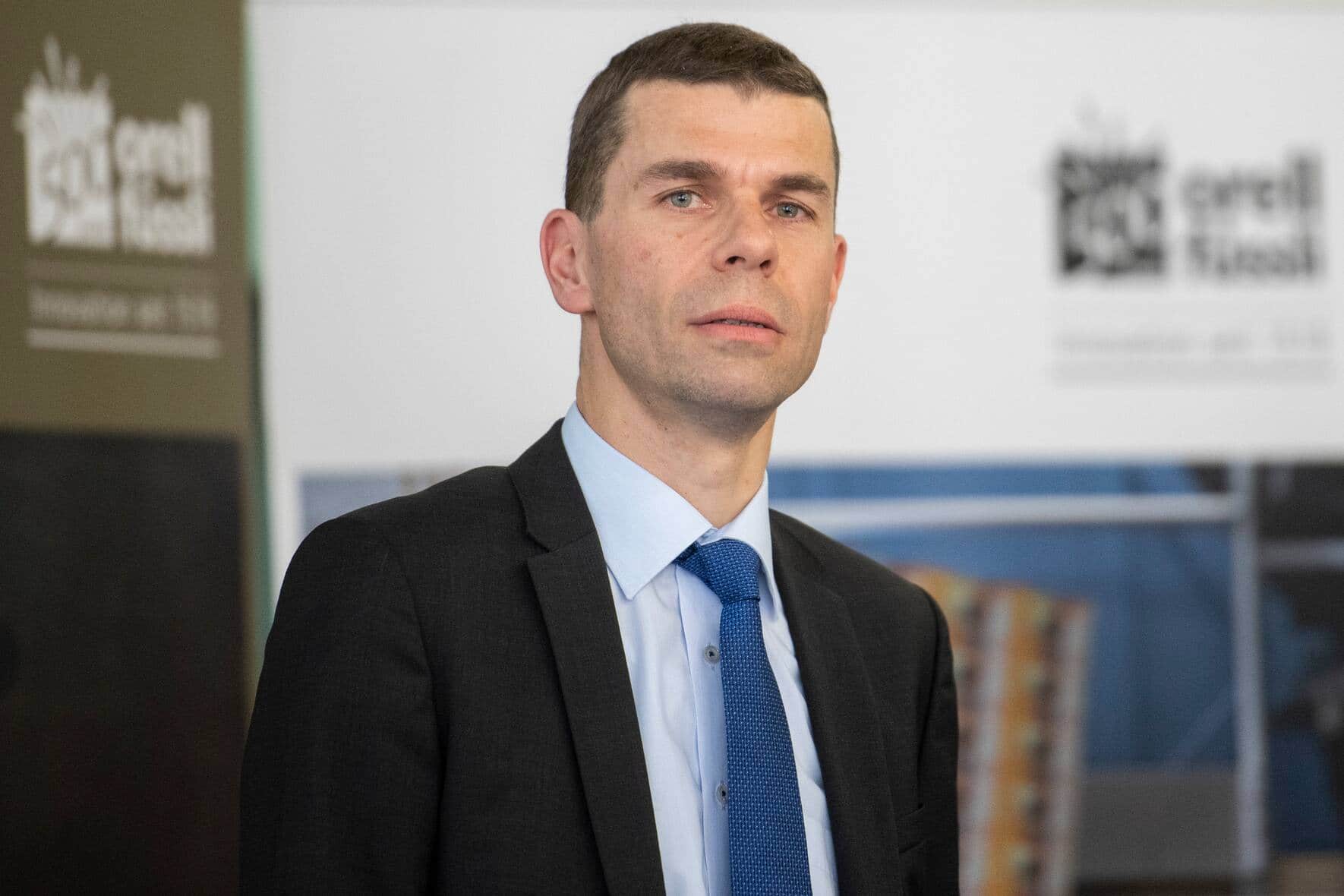 CEO Martin Buyle spricht anlaesslich einer Medienkonferenz zum Jubilaeum "500 Jahre Orell Fuessli - Innovation seit 1519", aufgenommen am Montag, 18. Februar 2019 in Zuerich. (KEYSTONE/Ennio Leanza)