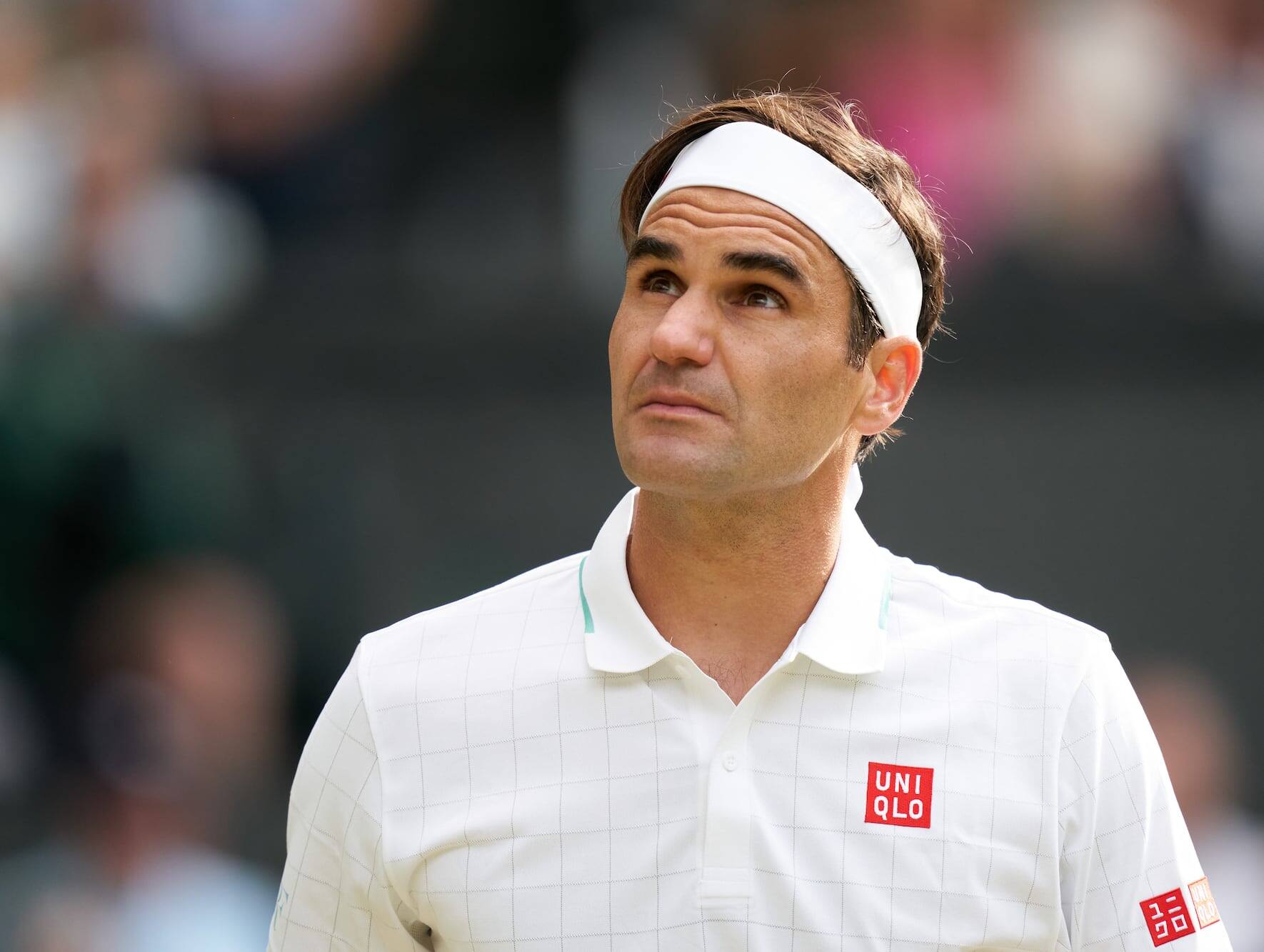 Jul 7, 2021; London, United Kingdom; Roger Federer (SUI) seen playing Hubert Hurkacz (POL) in the quarter finals at All England Lawn Tennis and Croquet Club. Mandatory Credit: Peter van den Berg-USA TODAY Sports/Sipa USA *** Local Caption *** 34032329