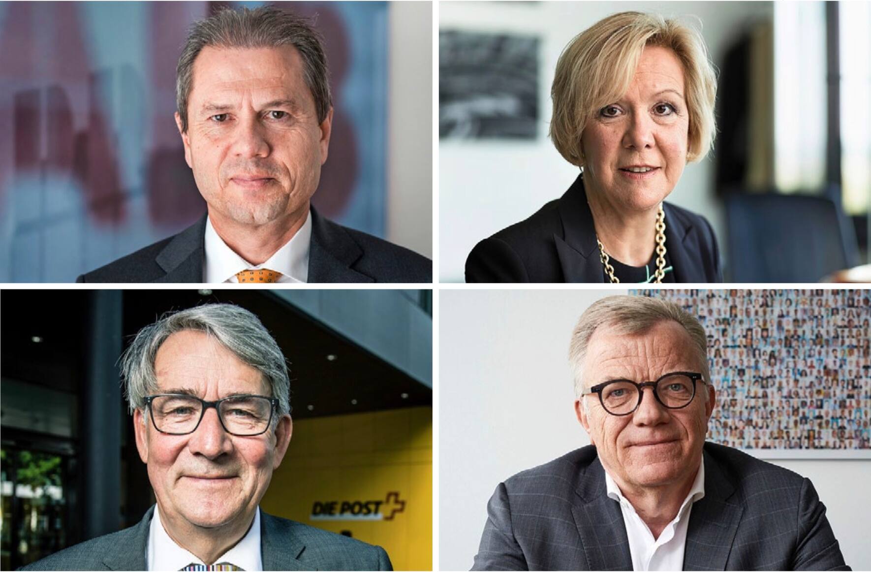 Remo Lütolf (o.l.), Monika Ribar, Urs Schwaller (u.l.) und Hansueli Loosli