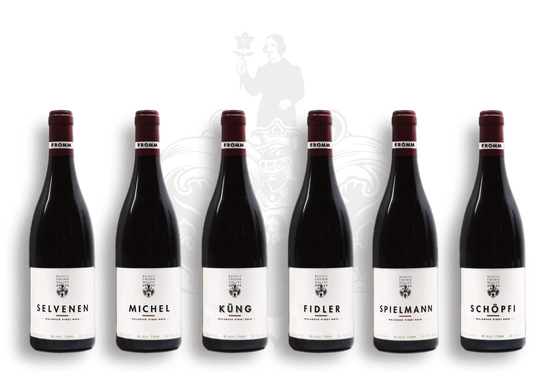 Sechs Malanser Pinot noir aus fünf Lagen.