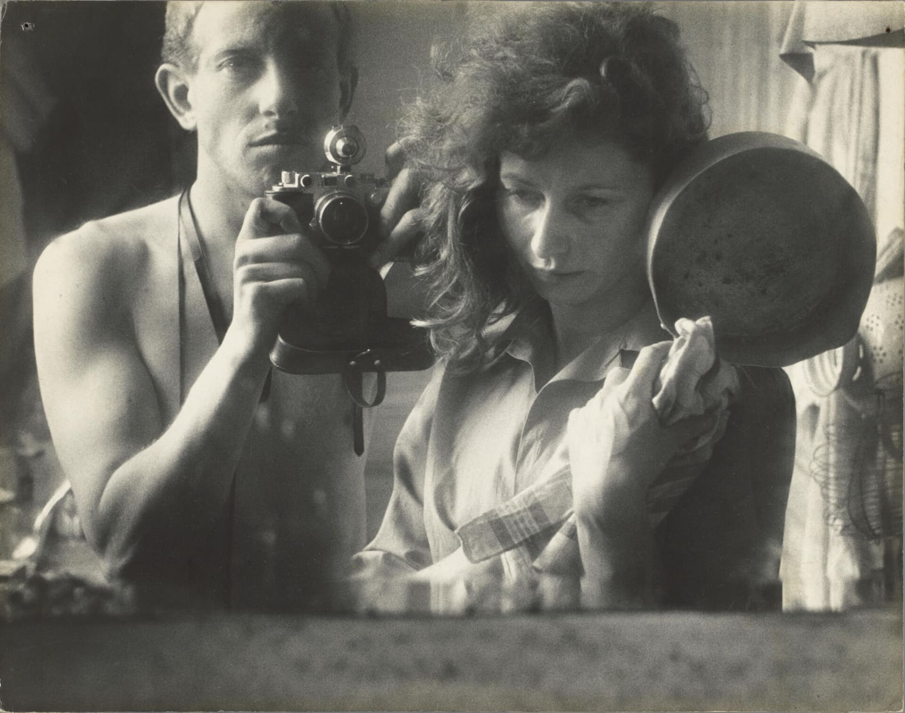 8. Ed van der Elsken, Self-portrait with Ata Kandó in the mirror of their apartment, Sèvres 1952. Gelatin silver print on cardboard, printed before 1955. Rijksmuseum, Amsterdam © Ed van der Elsken estate : Nederlands Fotomuseum.jpg