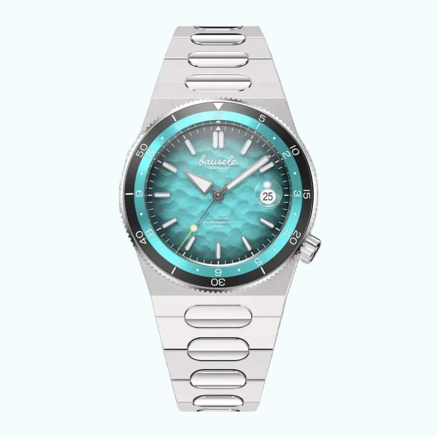 Die Taucheruhr Oceanic Blue: 40-mm-Edelstahlgehäuse, Sellita-Werk, bis 200 m wasserdicht. 650 Euro.