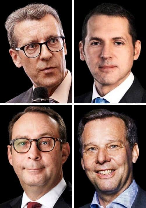 Ex-Partner der Bank La Roche Philip Baumann (o.l.), Mathis Büttiker (o.r.), Christoph (u.l.) und Urs Gloor (u.r.).