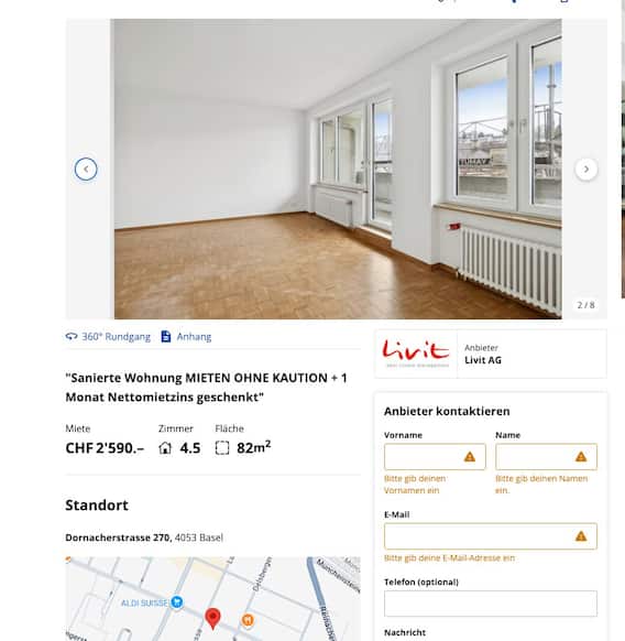 Bei diesem Angebot entfällt neben der Kaution auch die erste Monatsmiete.