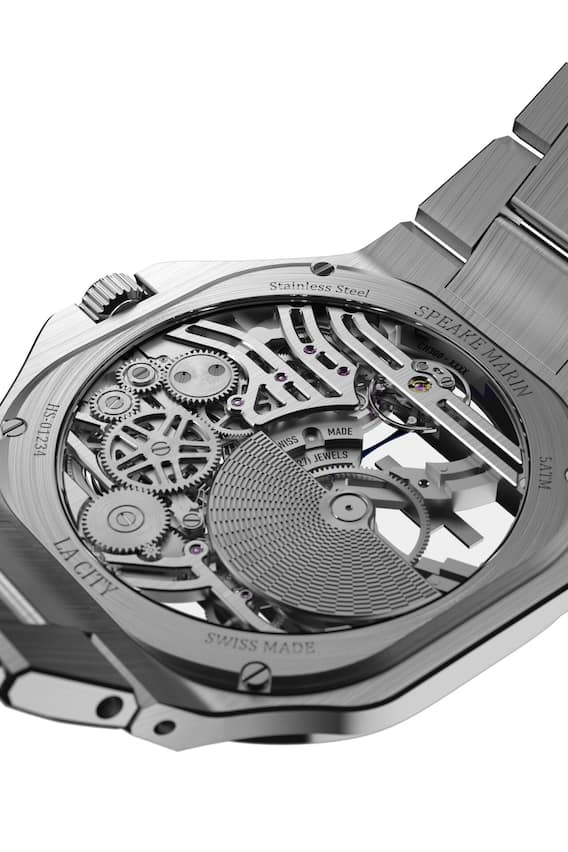 Das Modell Ripples Skeleton mit dem neuen Kaliber SMA07, einem der 12 Uhrwerke, die vom Cercle des Horlogers für Speake Marin entwickelt wurden.