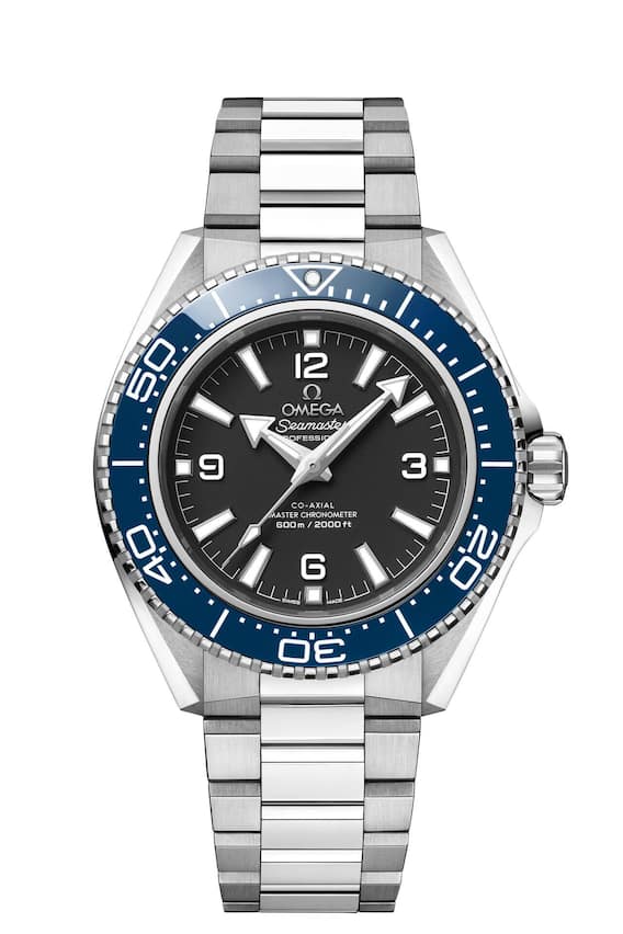 Uhr aus Edelstahl, 42 mm, Automatikwerk, blaue Keramiklünette mit weisser Email-Tauchskala, Fr. 7800.–