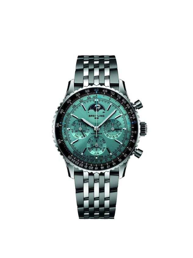 Breitling Navitimer Perpetual Calendar: Die Fliegerlegende mit kosmischem Anspruch, kombiniert Chronographen-DNA mit Ewigem Kalender – selten und sammelwürdig. Circa 29 500 Franken.