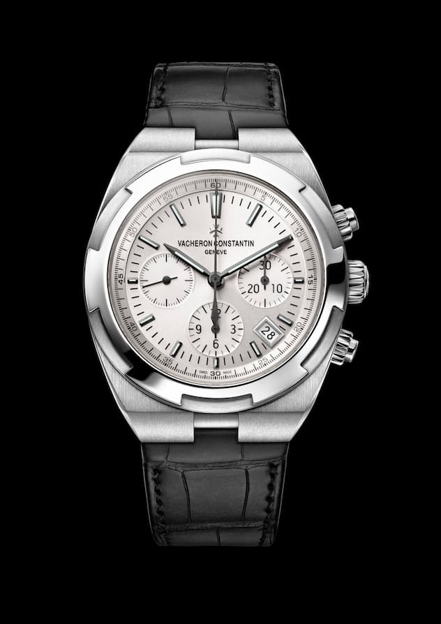 Overseas chrono argent 5500V/110A-B075bracelet cuirleather