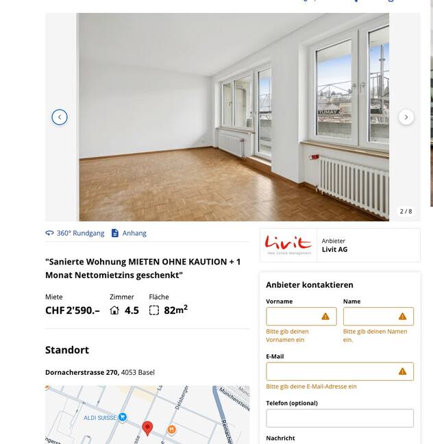 Bei diesem Angebot entfällt neben der Kaution auch die erste Monatsmiete.