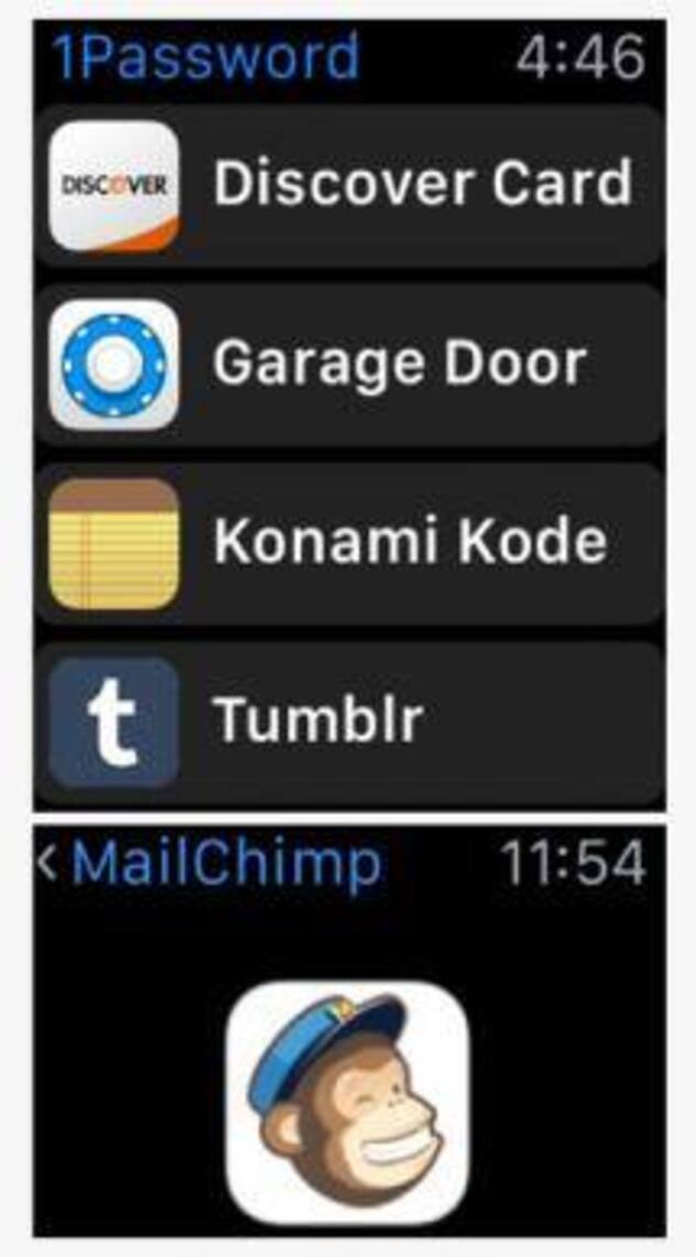 1Password – praktisch 
Mit  1Password können  Nutzer Logins speichern. Die  Anwendung zählt  seit Jahren zu den  besten ihrer Kate gorie. Um die App  per Apple Watch zur verwenden, ist allerdings ein Upgrade auf die Pro-Version nötig. Kostenpunkt: Stolze 9.99 Euro. Dann können Nutzer ihre geheimen Daten – mit einem extra-Code geschützt – auf der Smartwatch ablesen. Fazit: Teuer für den kurzen Überblick.