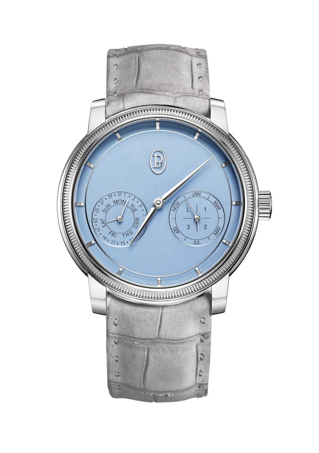 <p>Parmigiani Fleurier Toric QP: Klassische Eleganz mit mikromechanischer Finesse. Ewiger Kalender mit Mondphase in feinstem Roségold – diskret und meisterhaft verarbeitet. Circa 92 000 Franken.</p><p></p>