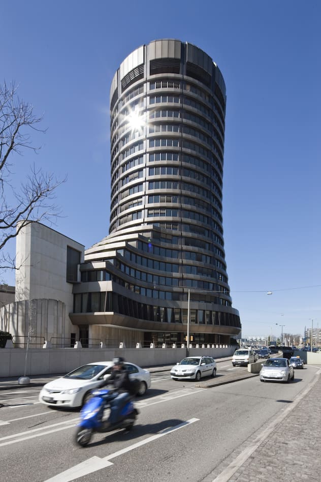 Headquarters of the Bank for International Settlements BIS, pictured on March 23, 2010 in Basel, Switzerland. (KEYSTONE/Martin Ruetschi)Der Hauptsitz der Bank fuer Internationalen Zahlungsausgleich BIZ in Basel, aufgenommen am 23. Maerz 2010. (KEYSTONE/Martin Ruetschi)